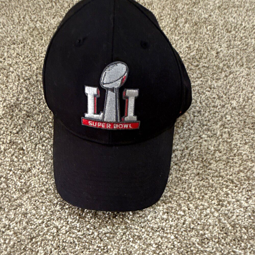 '47 Super Bowl LI Football Adjustable Cap Hat, Black/Gray, One Size